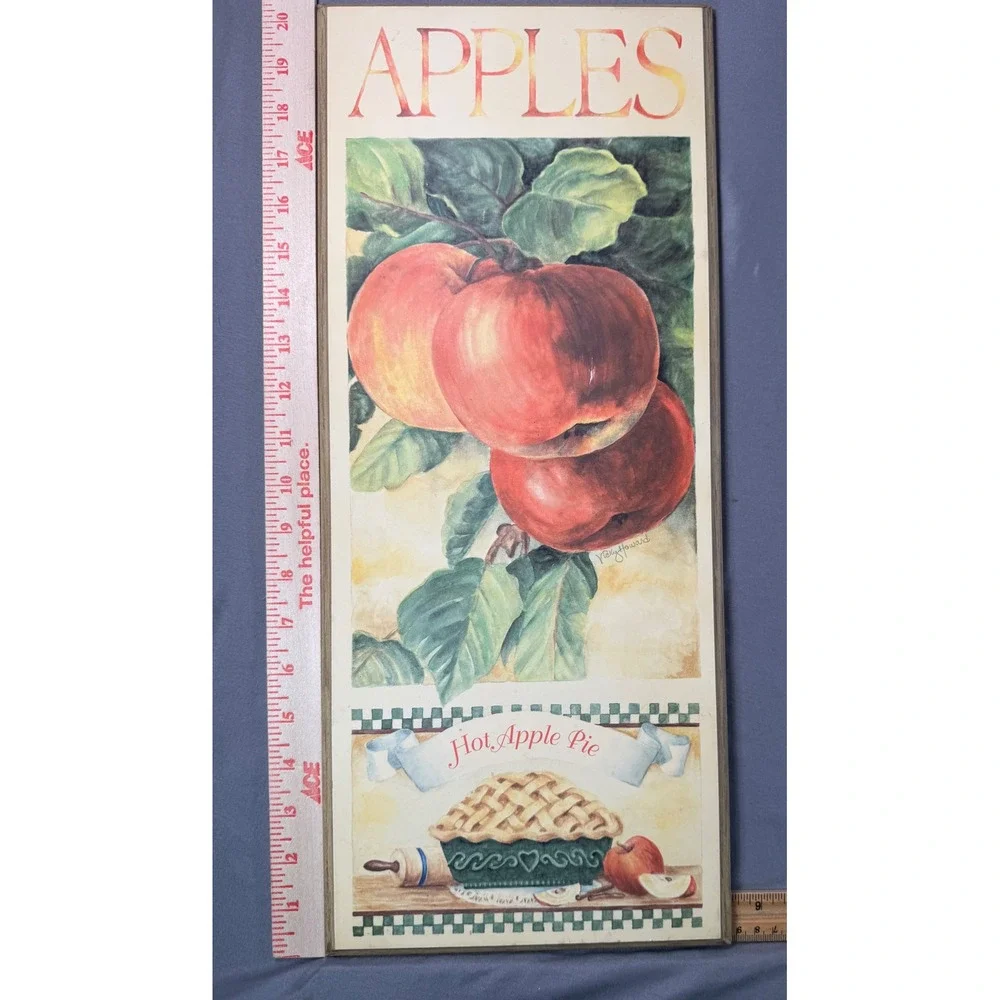 Vicky Howard Fruit Plaque Apples Hot Apple Pie Kitchen Wall Art Decor 20x8